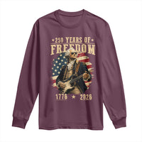 250 Years of Freedom George Washington Rock Star Long Sleeve Shirt Funny Electric Guitar Player Vintage American Flag 1776 to 2026 Semiquincentennial