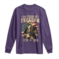 250 Years of Freedom George Washington Rock Star Long Sleeve Shirt Funny Electric Guitar Player Vintage American Flag 1776 to 2026 Semiquincentennial