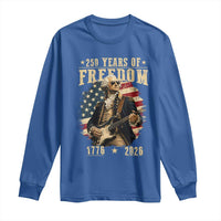 250 Years of Freedom George Washington Rock Star Long Sleeve Shirt Funny Electric Guitar Player Vintage American Flag 1776 to 2026 Semiquincentennial