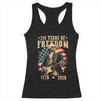 250 Years of Freedom George Washington Rock Star Racerback Tank Top Funny Electric Guitar Player Vintage American Flag 1776 to 2026 Semiquincentennial