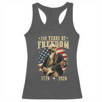 250 Years of Freedom George Washington Rock Star Racerback Tank Top Funny Electric Guitar Player Vintage American Flag 1776 to 2026 Semiquincentennial