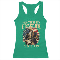 250 Years of Freedom George Washington Rock Star Racerback Tank Top Funny Electric Guitar Player Vintage American Flag 1776 to 2026 Semiquincentennial