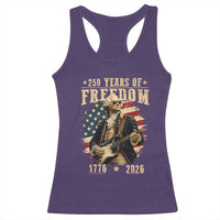250 Years of Freedom George Washington Rock Star Racerback Tank Top Funny Electric Guitar Player Vintage American Flag 1776 to 2026 Semiquincentennial