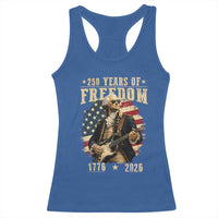 250 Years of Freedom George Washington Rock Star Racerback Tank Top Funny Electric Guitar Player Vintage American Flag 1776 to 2026 Semiquincentennial