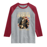 250 Years of Freedom George Washington Rock Star Raglan Shirt Funny Electric Guitar Player Vintage American Flag 1776 to 2026 Semiquincentennial