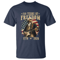 250 Years of Freedom George Washington Rock Star T Shirt Funny Electric Guitar Player Vintage American Flag 1776 to 2026 Semiquincentennial