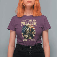 250 Years of Freedom George Washington Rock Star T Shirt For Women Funny Electric Guitar Player Vintage American Flag 1776 to 2026 Semiquincentennial