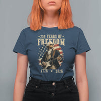 250 Years of Freedom George Washington Rock Star T Shirt For Women Funny Electric Guitar Player Vintage American Flag 1776 to 2026 Semiquincentennial