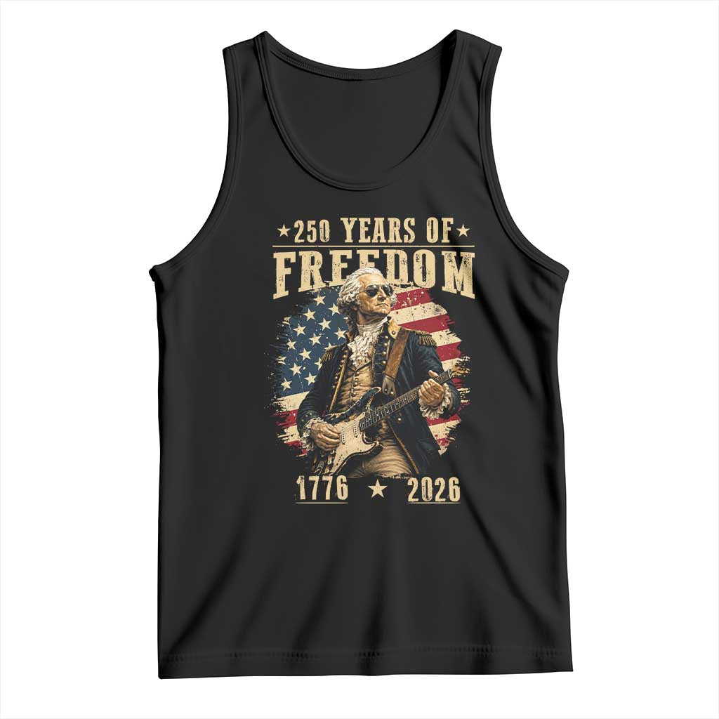 250 Years of Freedom George Washington Rock Star Tank Top Funny Electric Guitar Player Vintage American Flag 1776 to 2026 Semiquincentennial