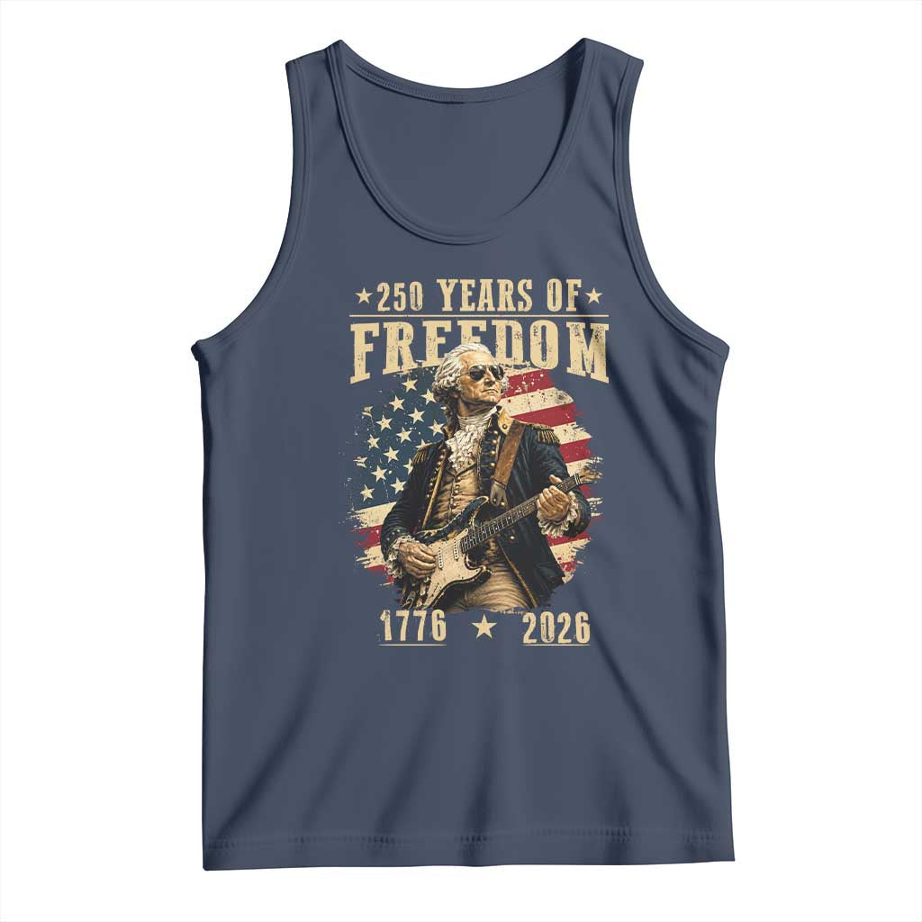 250 Years of Freedom George Washington Rock Star Tank Top Funny Electric Guitar Player Vintage American Flag 1776 to 2026 Semiquincentennial