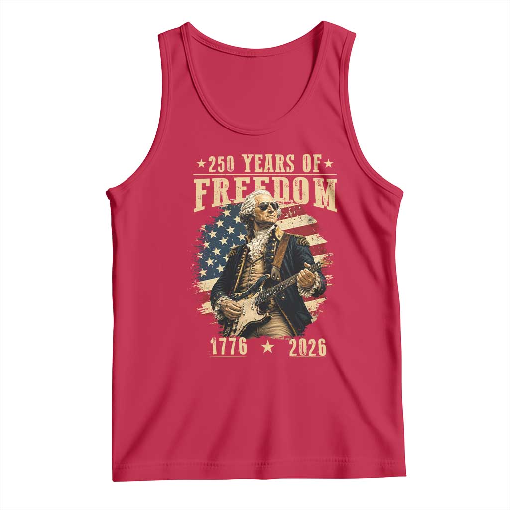 250 Years of Freedom George Washington Rock Star Tank Top Funny Electric Guitar Player Vintage American Flag 1776 to 2026 Semiquincentennial