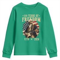 250 Years of Freedom George Washington Rock Star Youth Sweatshirt Funny Electric Guitar Player Vintage American Flag 1776 to 2026 Semiquincentennial