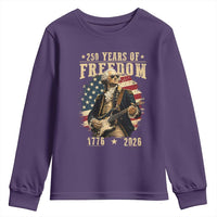 250 Years of Freedom George Washington Rock Star Youth Sweatshirt Funny Electric Guitar Player Vintage American Flag 1776 to 2026 Semiquincentennial