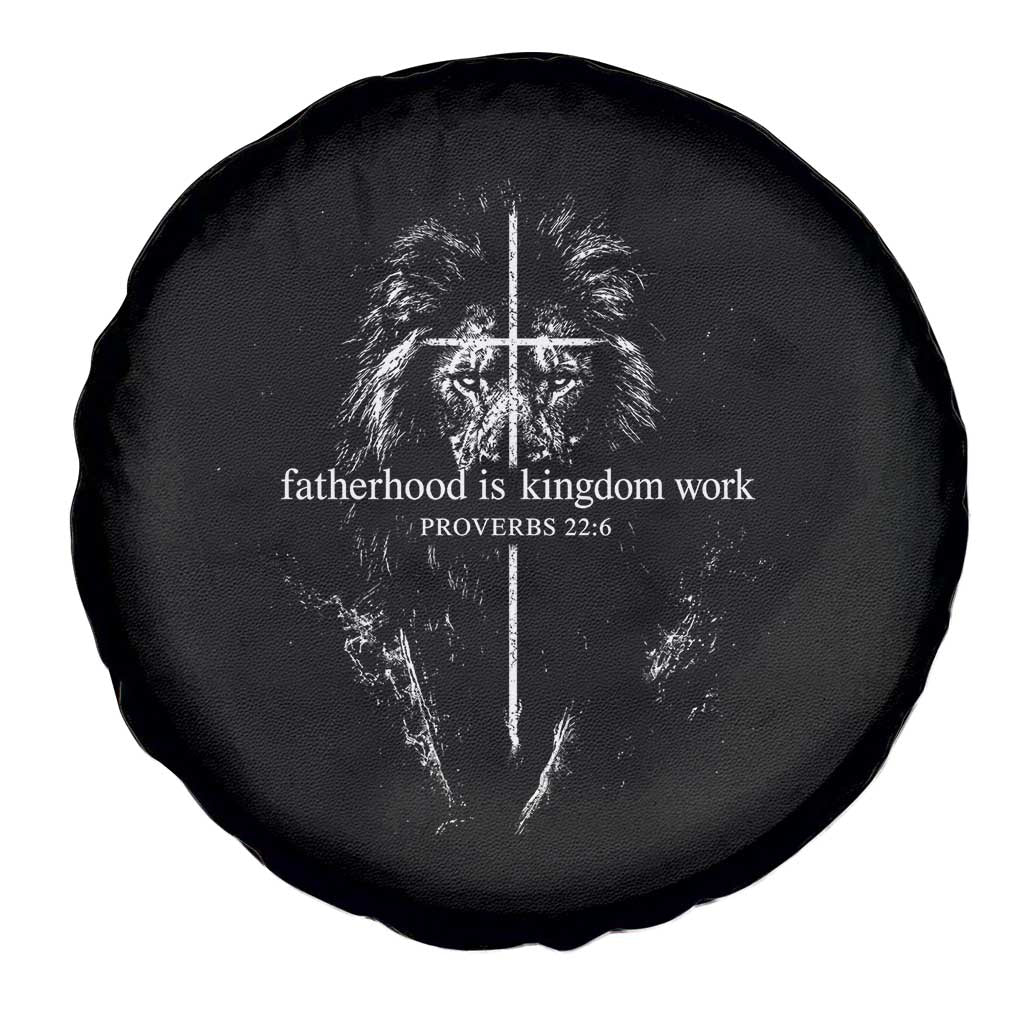 Christian Dad Lion of Judah Cross Spiritual Warrior Spare Tire Cover Fatherhood Is Kingdom Work Proverbs 22:6 Religious Fathers Day