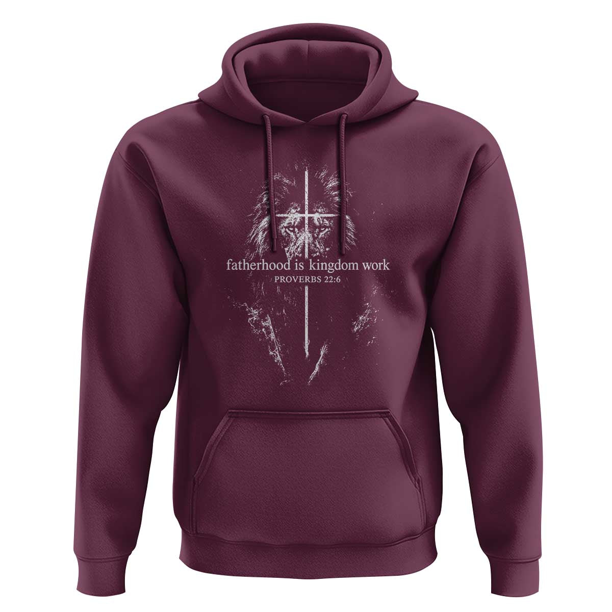 Christian Dad Lion of Judah Cross Spiritual Warrior Hoodie Fatherhood Is Kingdom Work Proverbs 22:6 Religious Fathers Day