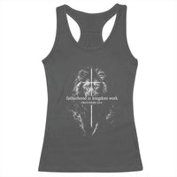 Christian Dad Lion of Judah Cross Spiritual Warrior Racerback Tank Top Fatherhood Is Kingdom Work Proverbs 22:6 Religious Fathers Day