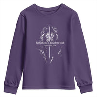 Christian Dad Lion of Judah Cross Spiritual Warrior Youth Sweatshirt Fatherhood Is Kingdom Work Proverbs 22:6 Religious Fathers Day