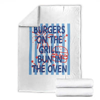 Patriotic 4th of July Pregnancy Announcement Preppy Style Throw Blanket Burgers On The Grill Bun In The Oven Summer BBQ