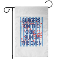 Patriotic 4th of July Pregnancy Announcement Preppy Style Garden Flag Burgers On The Grill Bun In The Oven Summer BBQ
