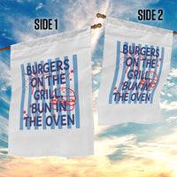 Patriotic 4th of July Pregnancy Announcement Preppy Style Garden Flag Burgers On The Grill Bun In The Oven Summer BBQ