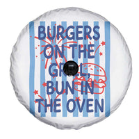 Patriotic 4th of July Pregnancy Announcement Preppy Style Spare Tire Cover Burgers On The Grill Bun In The Oven Summer BBQ