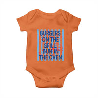 Patriotic 4th of July Pregnancy Announcement Preppy Style Baby Onesie Burgers On The Grill Bun In The Oven Summer BBQ
