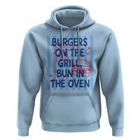 Patriotic 4th of July Pregnancy Announcement Preppy Style Hoodie Burgers On The Grill Bun In The Oven Summer BBQ
