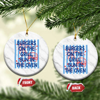 Patriotic 4th of July Pregnancy Announcement Preppy Style Ceramic Ornament Burgers On The Grill Bun In The Oven Summer BBQ
