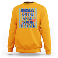Patriotic 4th of July Pregnancy Announcement Preppy Style Sweatshirt Burgers On The Grill Bun In The Oven Summer BBQ