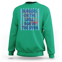 Patriotic 4th of July Pregnancy Announcement Preppy Style Sweatshirt Burgers On The Grill Bun In The Oven Summer BBQ