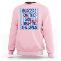 Patriotic 4th of July Pregnancy Announcement Preppy Style Sweatshirt Burgers On The Grill Bun In The Oven Summer BBQ