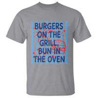 Patriotic 4th of July Pregnancy Announcement Preppy Style T Shirt Burgers On The Grill Bun In The Oven Summer BBQ