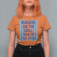 Patriotic 4th of July Pregnancy Announcement Preppy Style T Shirt For Women Burgers On The Grill Bun In The Oven Summer BBQ