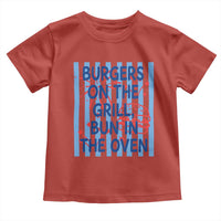 Patriotic 4th of July Pregnancy Announcement Preppy Style Toddler T Shirt Burgers On The Grill Bun In The Oven Summer BBQ