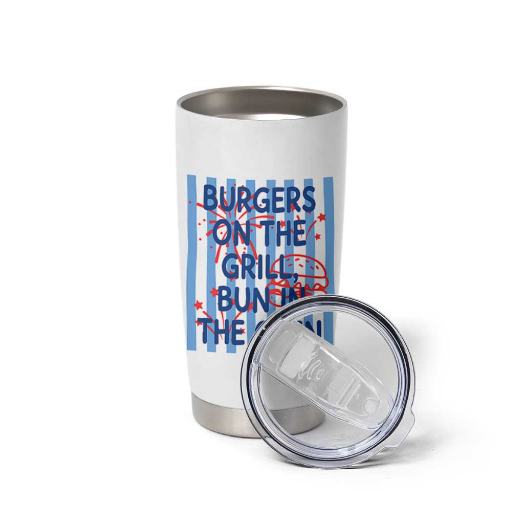 Patriotic 4th of July Pregnancy Announcement Preppy Style Tumbler Cup Burgers On The Grill Bun In The Oven Summer BBQ