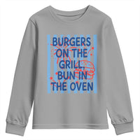 Patriotic 4th of July Pregnancy Announcement Preppy Style Youth Sweatshirt Burgers On The Grill Bun In The Oven Summer BBQ