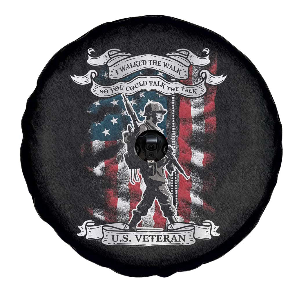 American Veteran Spare Tire Cover I Walked The Walked So You Could Talk The Talk American Flag