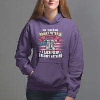 Female Veteran Hoodie I Am A Woman Veteran I Served I Sacrificed I Regret Nothing American Flag Combat Boots - Wonder Print Shop