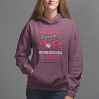 Female Veteran Hoodie Touch Me And Your First Lesson Is Free Strong Women Dog Tags - Wonder Print Shop