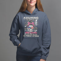 Female Veteran Hoodie Assuming I'm Just An Old Lady Was Your First Mistake American Messy Bun - Wonder Print Shop