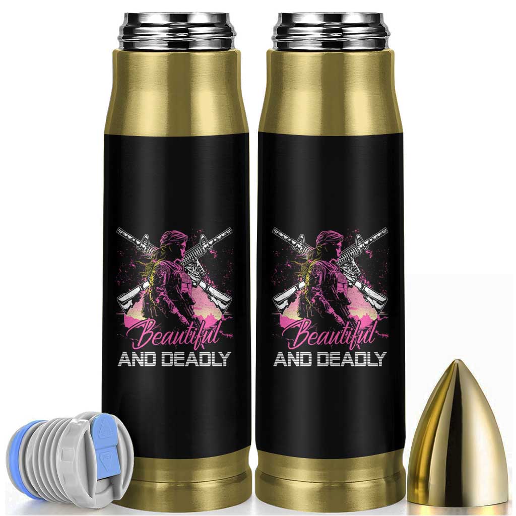 Female Veteran Bullet Tumbler Beautiful And Deadly Proud American Women Soldier