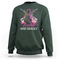 Female Veteran Sweatshirt Beautiful And Deadly Proud American Women Soldier - Wonder Print Shop