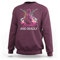 Female Veteran Sweatshirt Beautiful And Deadly Proud American Women Soldier - Wonder Print Shop