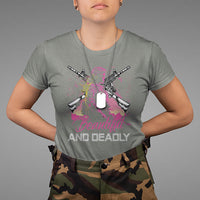 Female Veteran T Shirt Beautiful And Deadly Proud American Women Soldier - Wonder Print Shop