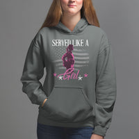 Female Veteran Hoodie Served Like A Girl American Flag US Pride - Wonder Print Shop