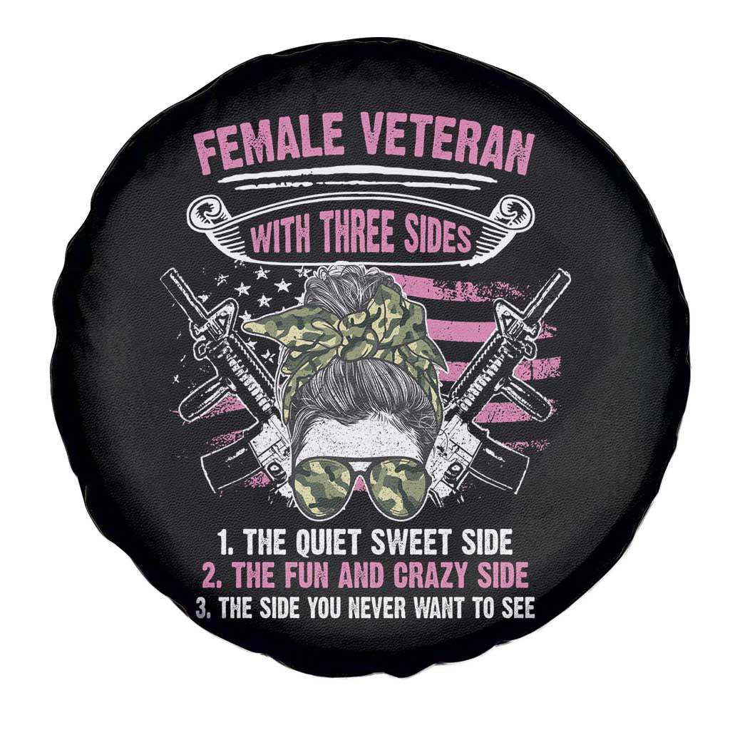 Female Veteran Spare Tire Cover With Three Sides But The Side You Never Want To See Army Messy Bun