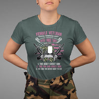 Female Veteran T Shirt With Three Sides But The Side You Never Want To See Army Messy Bun - Wonder Print Shop