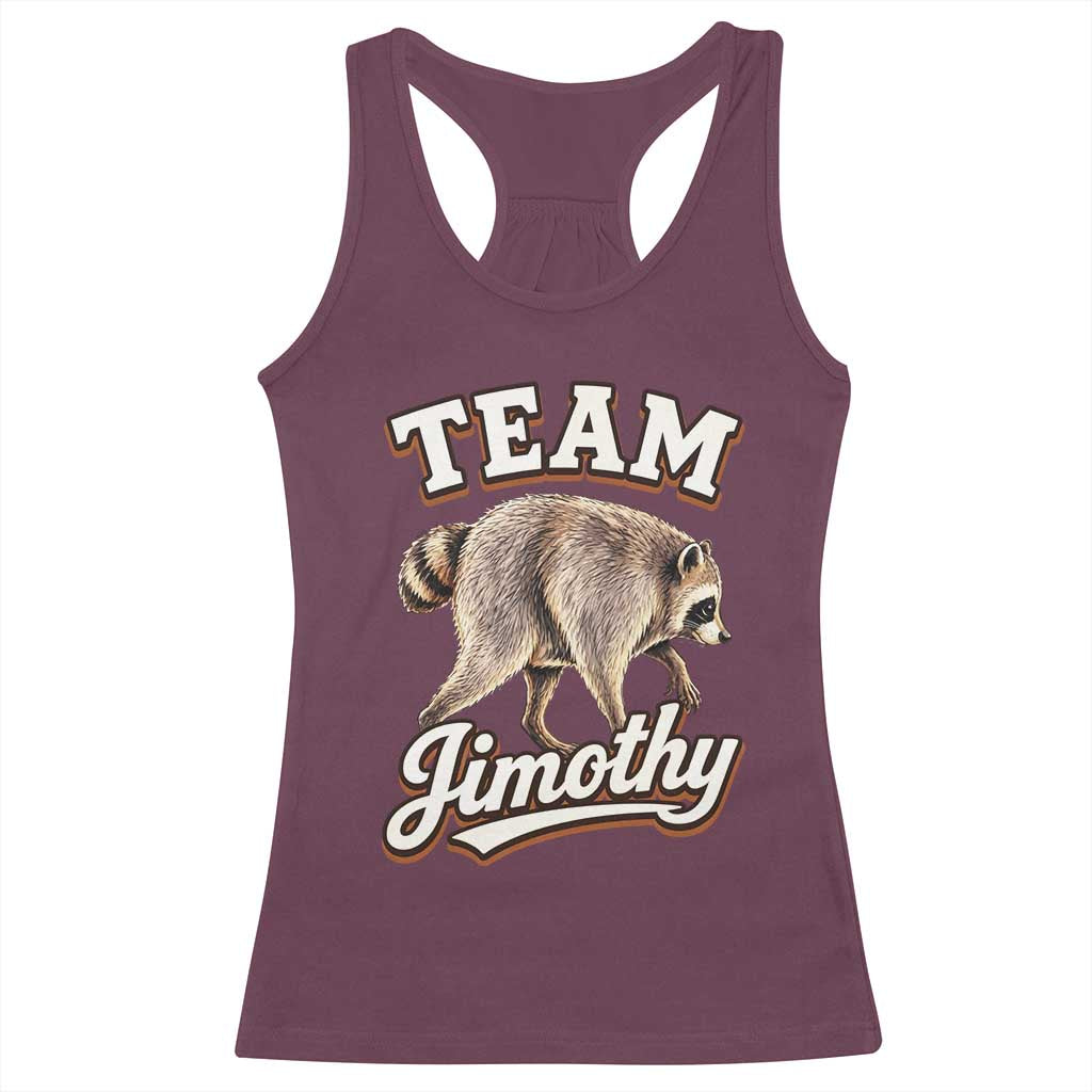 Team Jimothy Funny Viral Seattle Raccoon Legend Racerback Tank Top Trash Panda Meme Vintage Sports Style Graphic