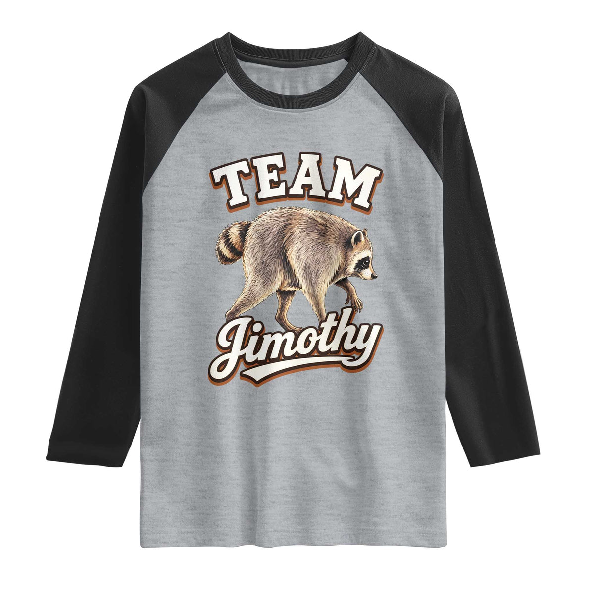 Team Jimothy Funny Viral Seattle Raccoon Legend Raglan Shirt Trash Panda Meme Vintage Sports Style Graphic