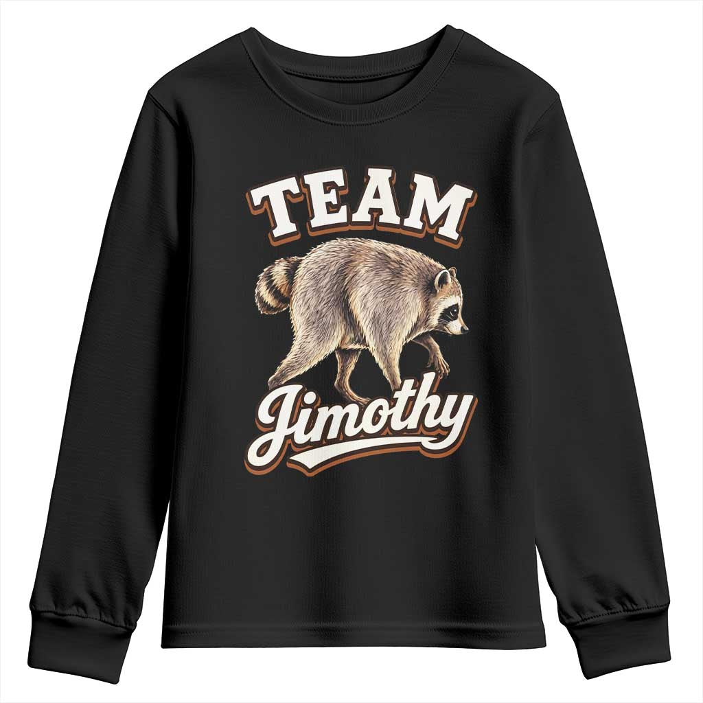 Team Jimothy Funny Viral Seattle Raccoon Legend Youth Sweatshirt Trash Panda Meme Vintage Sports Style Graphic